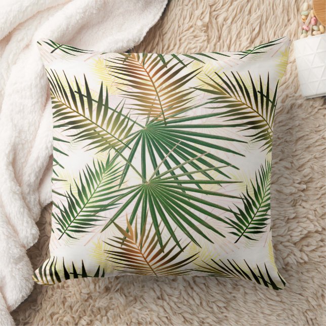 Summer Palm Verlasst grünes tropisches Jungle Must Kissen (Decke)