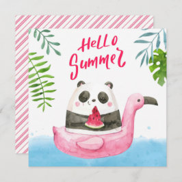 Summer Panda Flamingo Grußkarte