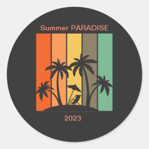 Summer PARADISE 2023 im Vintage Retro style T-Shir Runder Aufkleber