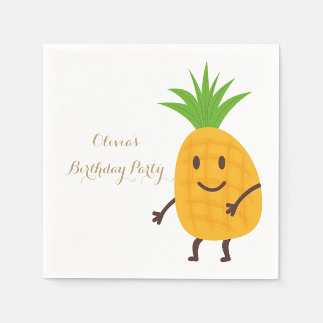 Summer Party Ananas Tropical Birthday Party Serviette (Vorderseite)