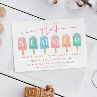 Summer Party End School Year Celebration Party Einladung