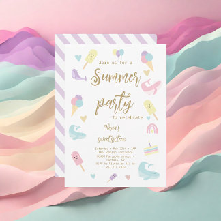 Summer Party Ice Creme Calligraphy 16 . Geburtstag Einladung