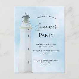 Summer Party Küstenstrand Leuchtturm Einladung Postkarte