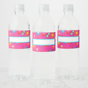 Summer Party Pink Design Wasserflaschen Labels