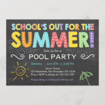 Summer Party Pool Party Écoles Out Invitation