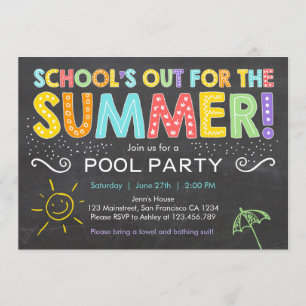 Summer Party Pool Party Écoles Out Invitation