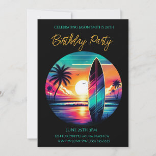 Summer Party Sunset Surfboard Vibes- Einladung