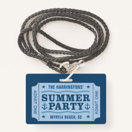 "Summer Party Ticket" benutzerdefinierte Abzeichen Ausweis