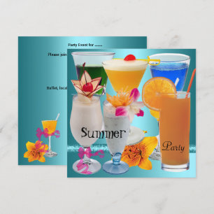 Summer Party Tropical Blue Aquamarin Cocktail Drin Einladung