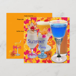 Summer Party Tropical Yellow Cocktail Drinks Blau Einladung