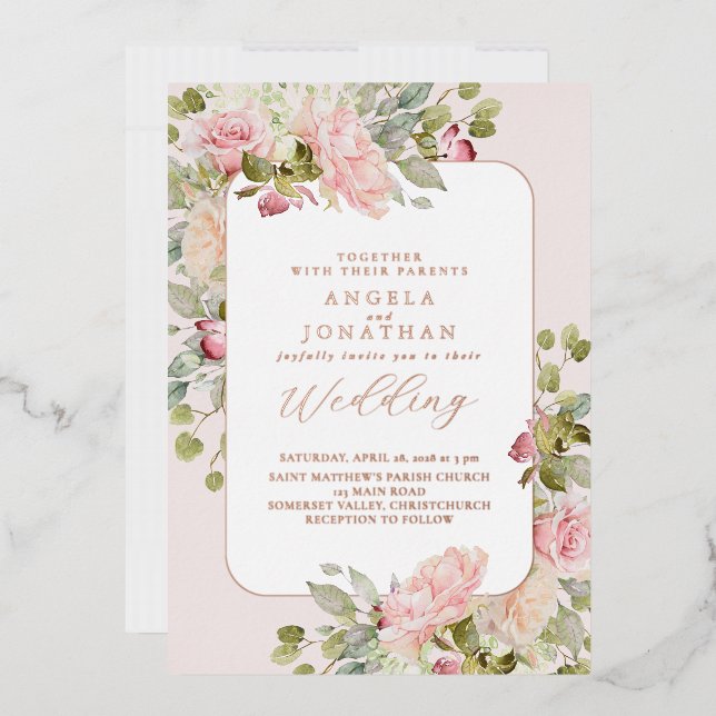 Summer Pastel Florals Wedding Folieneinladung (Briefumschlag)