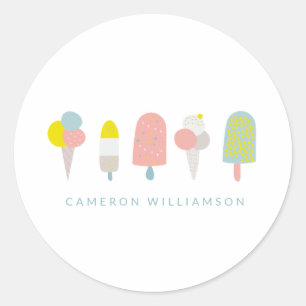Summer Pastel Ice Personalisiert Runder Aufkleber