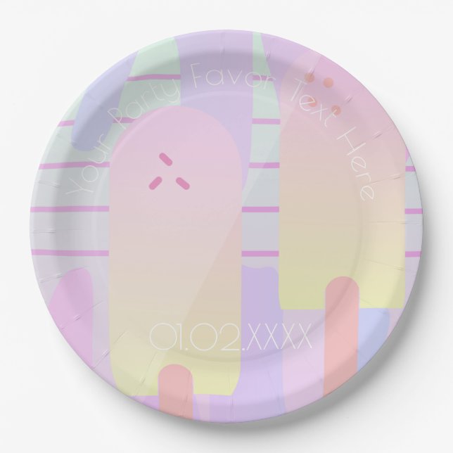 Summer Pastel Ombre Ice Pops Pappteller (Vorderseite)