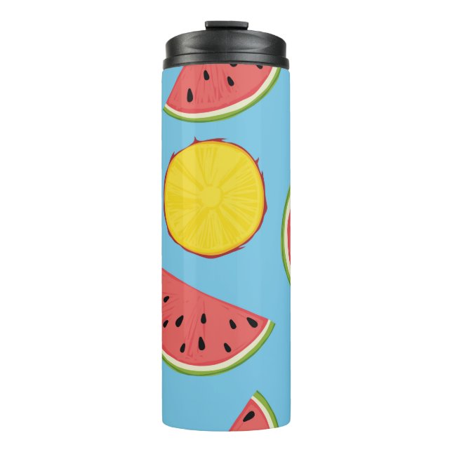 Summer pattern with pineapple and watermelonart,ba thermosbecher (Vorderseite)