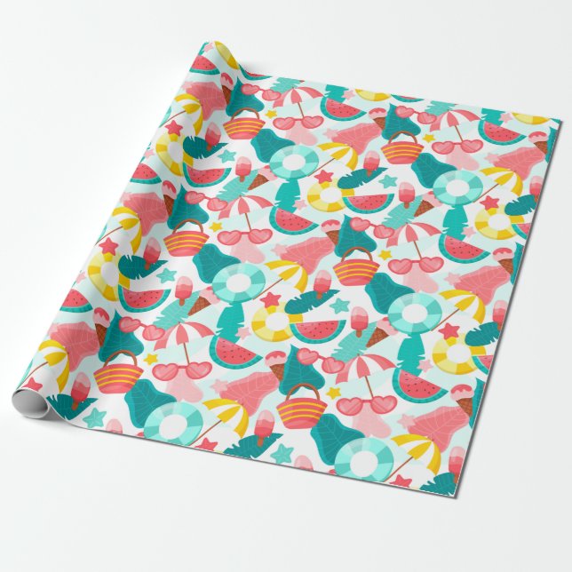 Summer Pattern Wrapping Paper Geschenkpapier (Ungerollt)