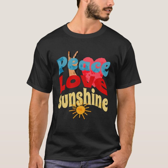 Summer Peace Love Sunshine Tie Dye Sunflower Hippi T-Shirt (Vorderseite)