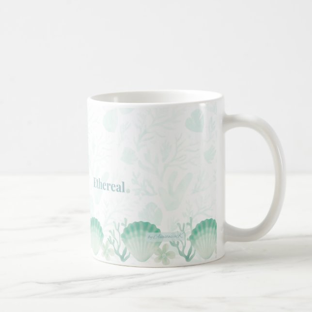 Summer Pearl Watercolor Ocean Design Kaffeetasse (Rechts)