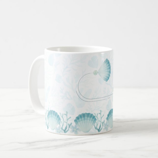 Summer Pearl Watercolor Ocean Design Kaffeetasse (Vorderseite Links)