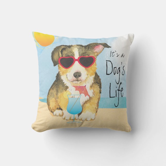 Summer Pembroke Welsh Corgi Kissen (Vorderseite)