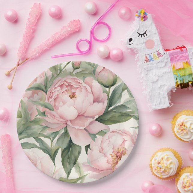 Summer Peonies Thermal  Pappteller (Party)