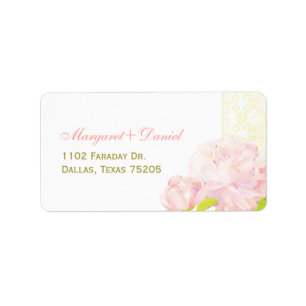Summer Peony Wedding Address Adressaufkleber