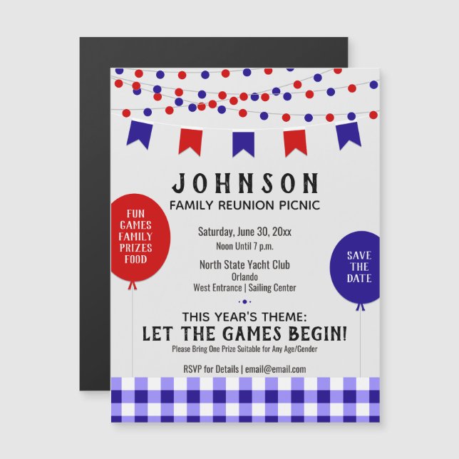 Summer Picnic ・ Barbecue ・ Wiedersehen ・ Geburtsta Magneteinladung (Vorne/Hinten)