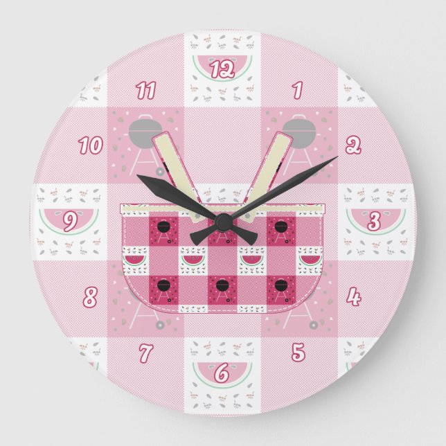 Summer Picnic Clock Große Wanduhr (Vorderseite)