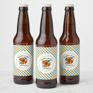 Summer Picnic Party Geometric Floral Bierflaschenetikett