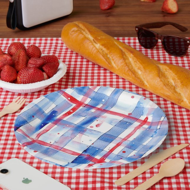 Summer Picnic Red Blue GRILLEN Garden Party Pappteller (Picknick)