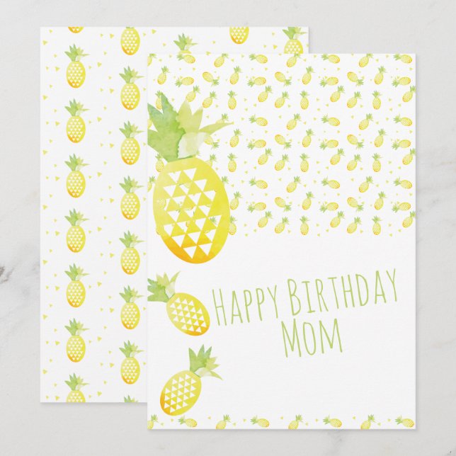 Summer Pineapa Watercolor Mix Muster Geburtstag (Vorne/Hinten)