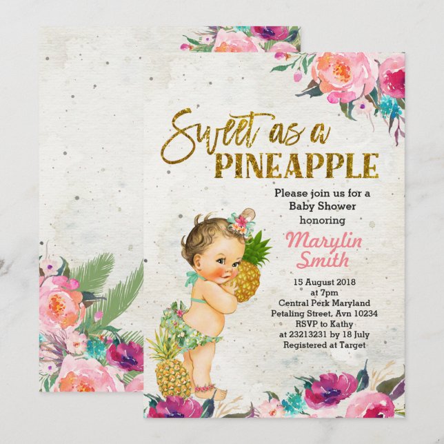 Summer Pineaple Baby Dusche Einladung (Vorne/Hinten)