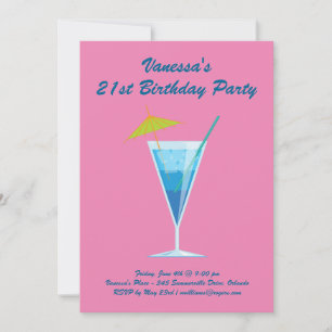 Summer Pink 21. Geburtstag Party Einladung
