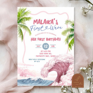 Summer Pink Erster Geburtstag Einladung