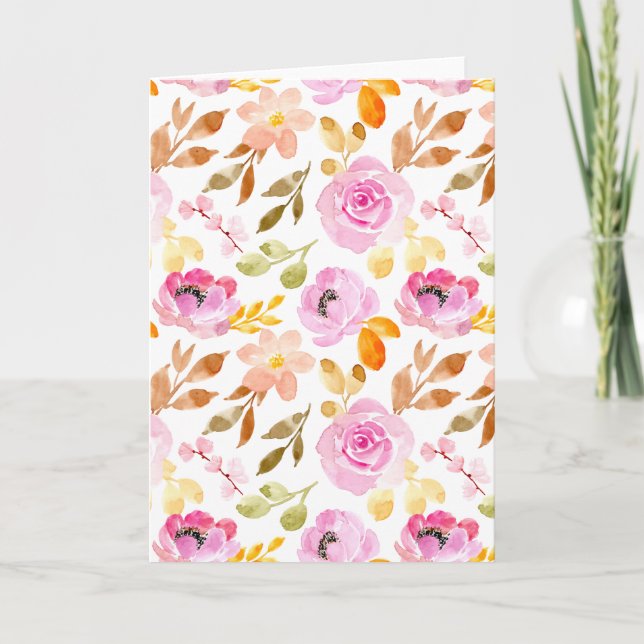 Summer Pink Girlande Floral Blank Karte (Vorderseite)