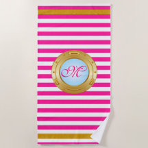 Summer Pink Gold Streifen Mit Monogramm