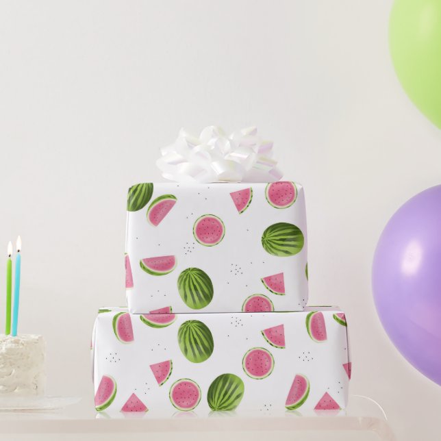 Summer Pink & Green Watermelon Muster Geschenkpapier (Partygeschenke)