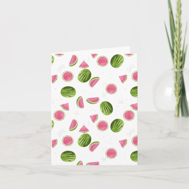 Summer Pink & Green Watermelon Muster Karte (Vorderseite)