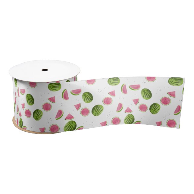 Summer Pink & Green Watermelon Muster Satinband (Spule)