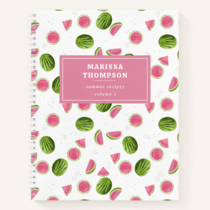 Summer Pink & Green Watermelon Rezept Kochbuch Notizbuch