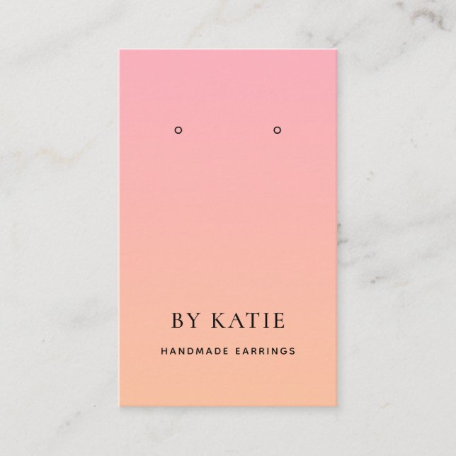 Summer Pink Orange Ombre Earring Display Card Visitenkarte (Vorderseite)