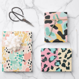 Summer Pink Pastel Leopard Spots Geschenkpapier Set