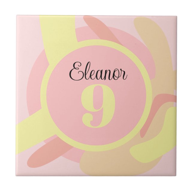Summer Pink Yellow Creme Moderne Personalisiert Fliese (Vorderseite)