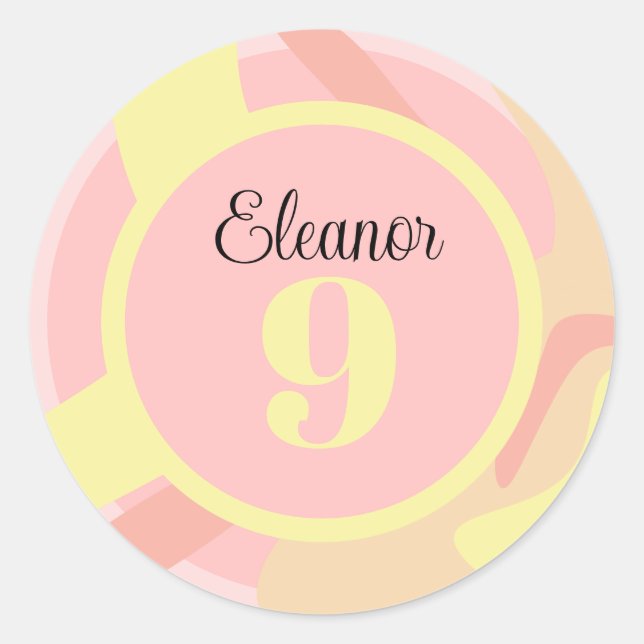 Summer Pink Yellow Creme Moderne Personalisiert Runder Aufkleber (Vorderseite)