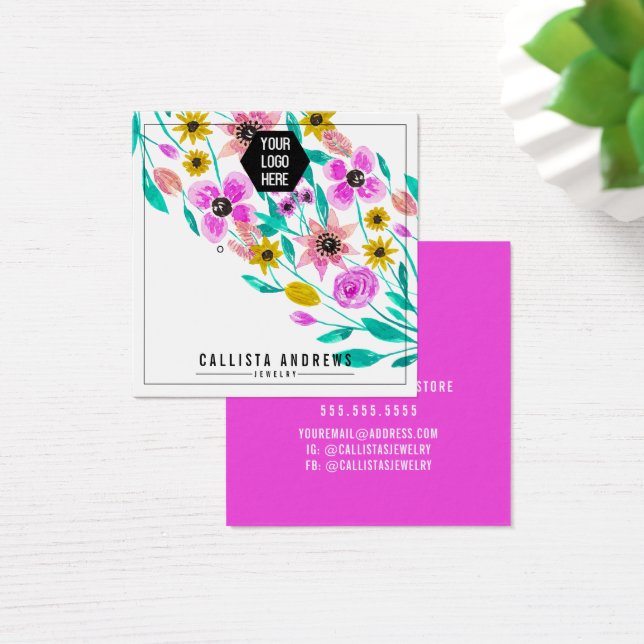Summer Pink Yellow Floral Logo Osterdarstellung (Schreibtisch)