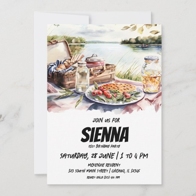 Summer Pique-nique vue lac Invitation (Devant)