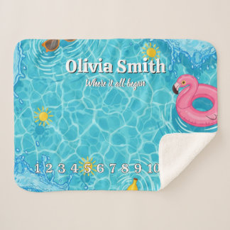Summer Pool Effect Baby Milestone Blanket Sherpadecke