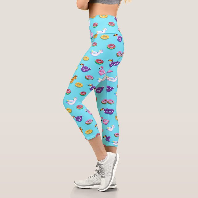 Summer Pool Float Muster Capri Leggings (Links)