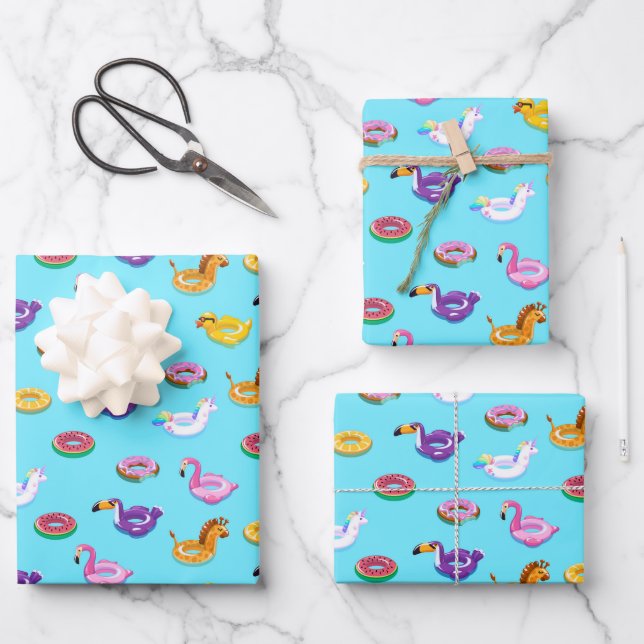Summer Pool Float Muster Geschenkpapier Set (Vorderseite)
