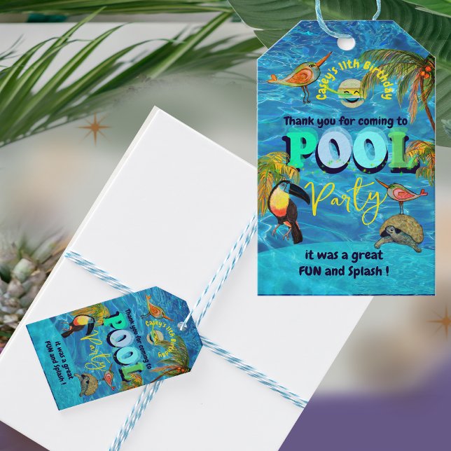 Summer Pool Fun Party Geburtstag Vielen Dank Geschenkanhänger (Summer Pool Fun Party Birthday Thank You Gift Tags)