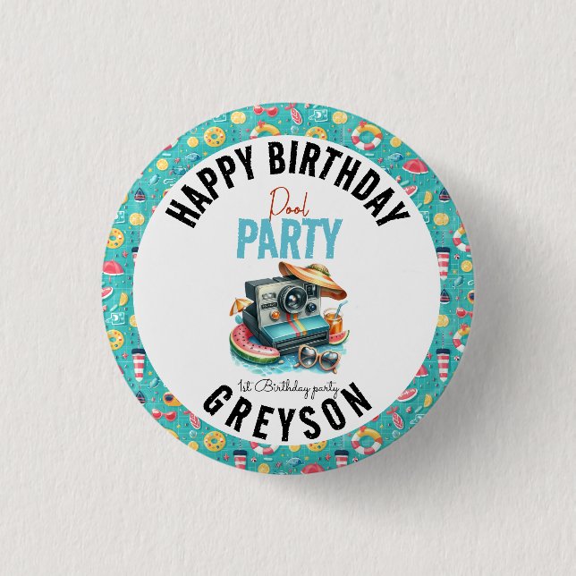 Summer Pool Party 2. Geburtstag Button (Vorderseite)